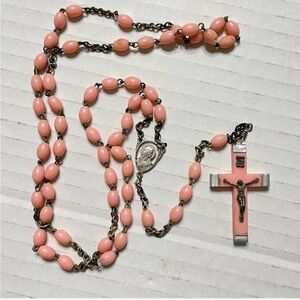 Antique Rare Pink Rosary Beads